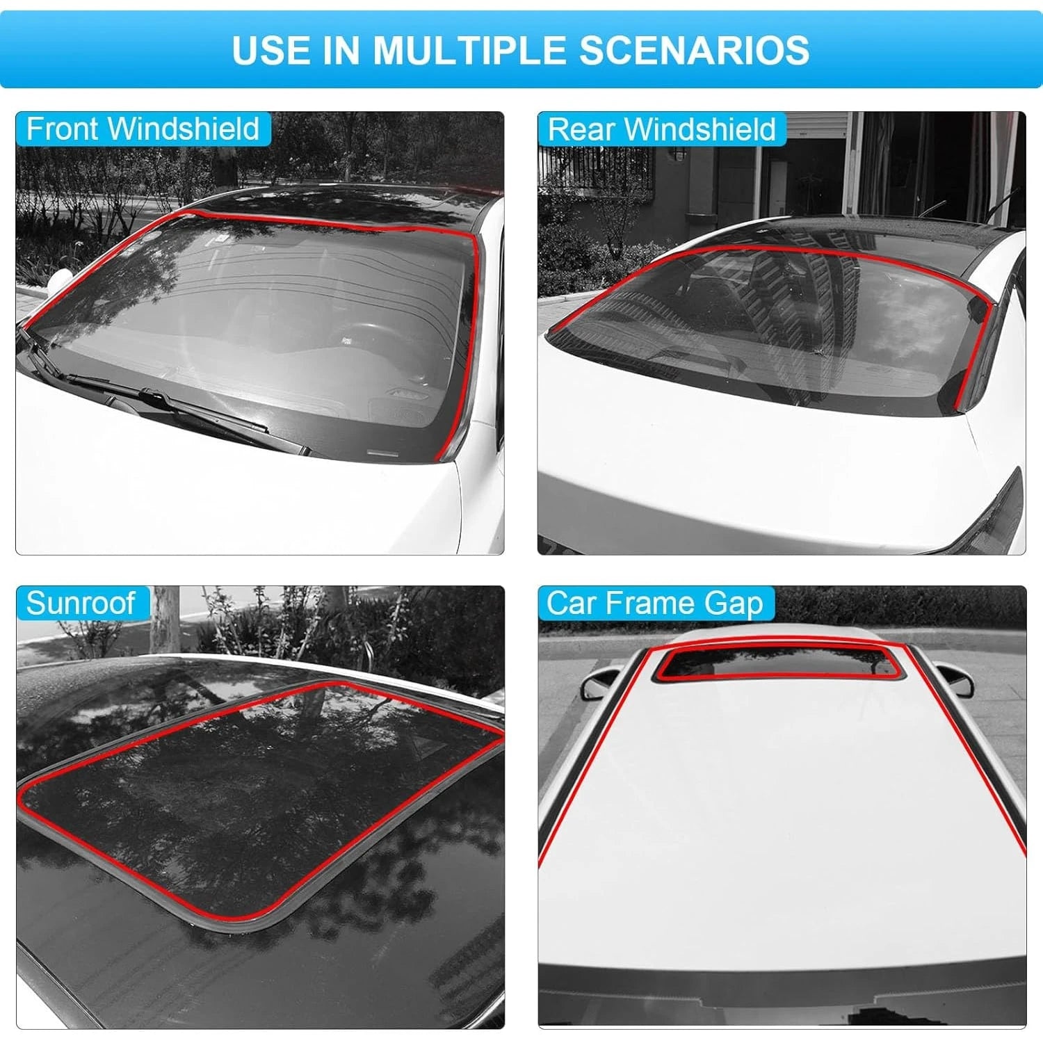 Car Weather Stripping, 30mm Windshield Rubber Seal For Car Front Rear Windshield Trim, Rubber Adhesive T Shape Sunroof Seal Cover Leak Sound Proofing