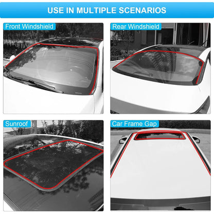 Car Weather Stripping, 30mm Windshield Rubber Seal For Car Front Rear Windshield Trim, Rubber Adhesive T Shape Sunroof Seal Cover Leak Sound Proofing