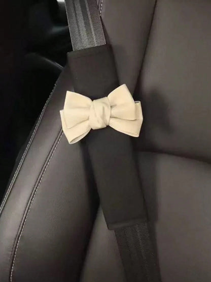 Car With Leather Bow Shoulder Pad Car Interior Decoration Supplies Car Cute Protective Cover All Seasons.