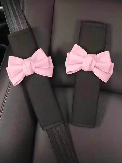 Car With Leather Bow Shoulder Pad Car Interior Decoration Supplies Car Cute Protective Cover All Seasons.