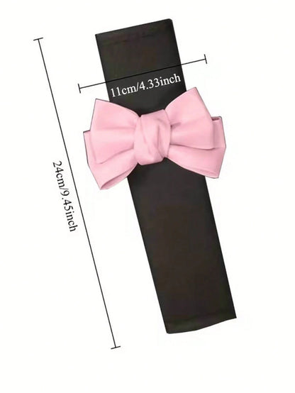 Car With Leather Bow Shoulder Pad Car Interior Decoration Supplies Car Cute Protective Cover All Seasons.