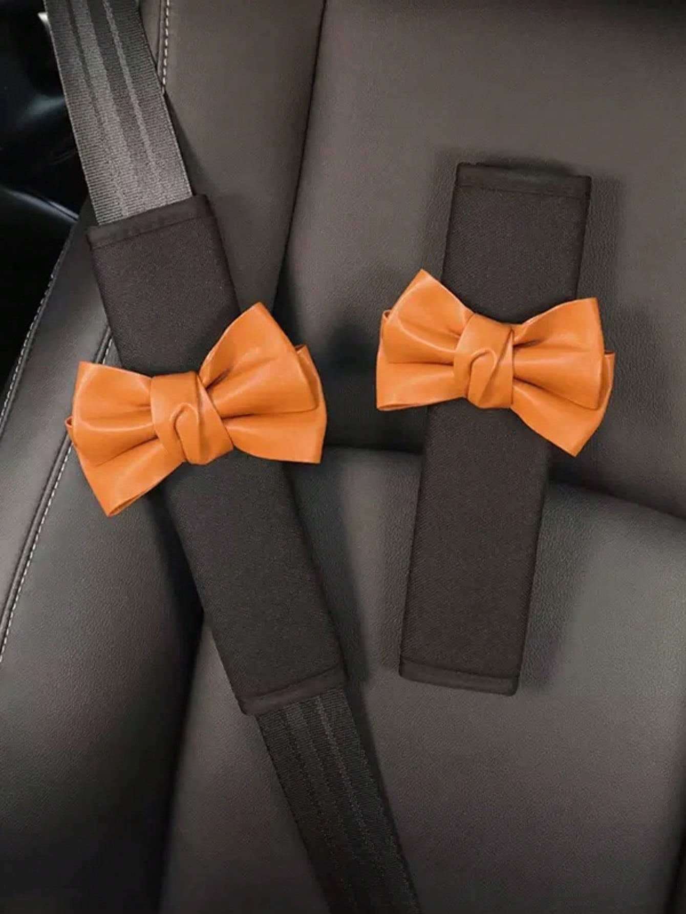Car With Leather Bow Shoulder Pad Car Interior Decoration Supplies Car Cute Protective Cover All Seasons.