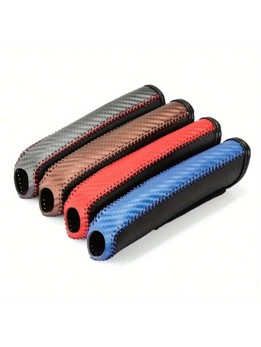 Carbon Fiber Car PU Leather Handbrake Cover Protective Sleeve Hand Brake Protection Car Interior Accessories