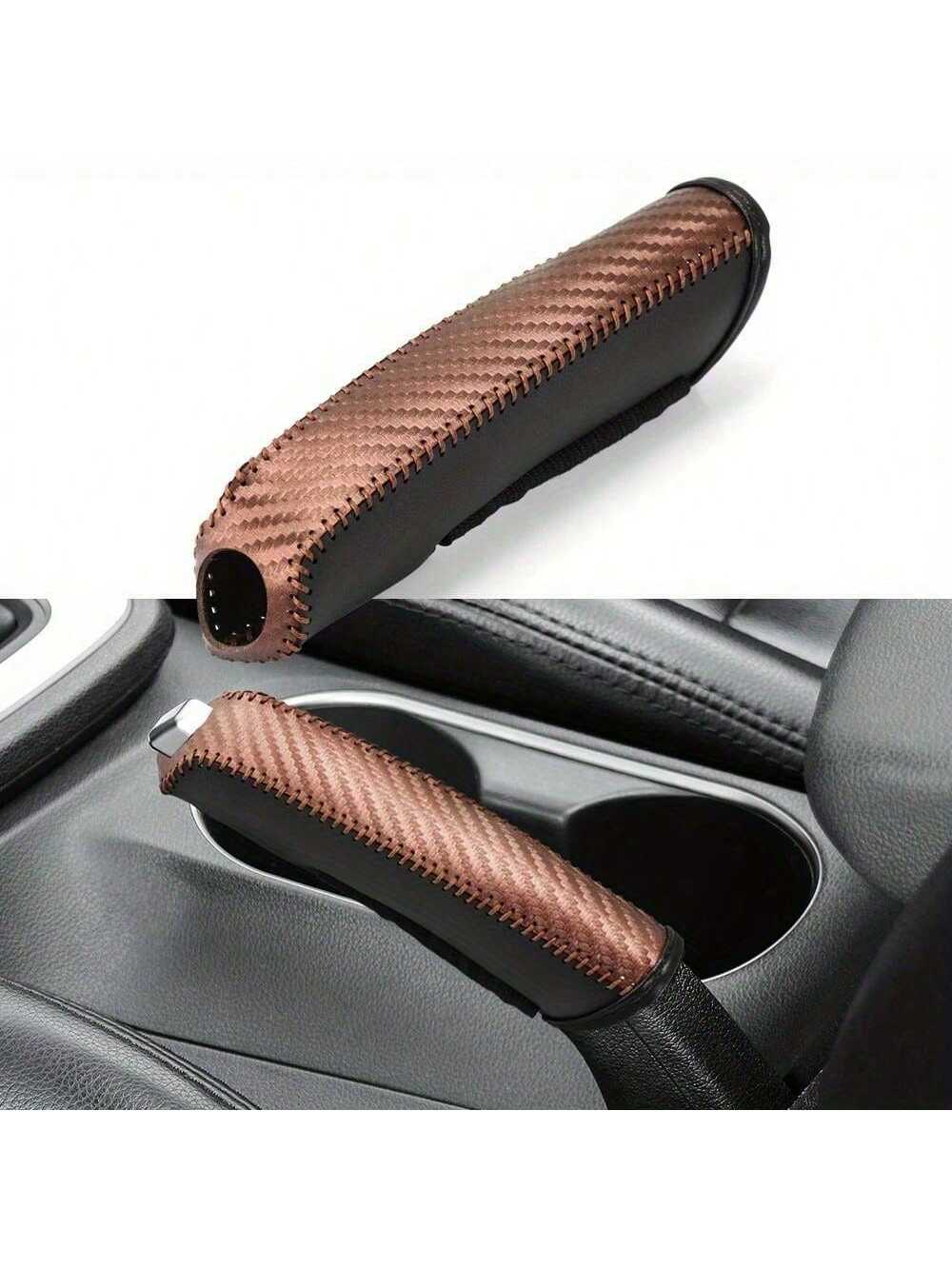 Carbon Fiber Car PU Leather Handbrake Cover Protective Sleeve Hand Brake Protection Car Interior Accessories