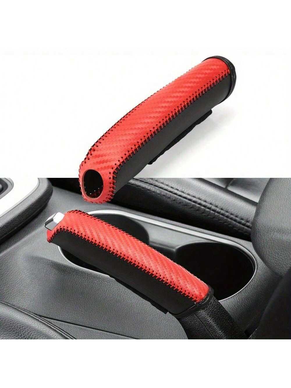Carbon Fiber Car PU Leather Handbrake Cover Protective Sleeve Hand Brake Protection Car Interior Accessories