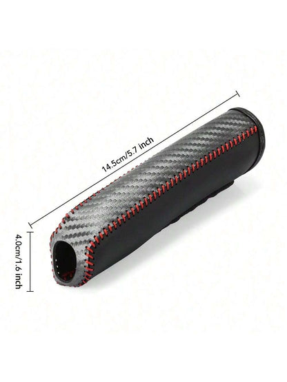 Carbon Fiber Car PU Leather Handbrake Cover Protective Sleeve Hand Brake Protection Car Interior Accessories