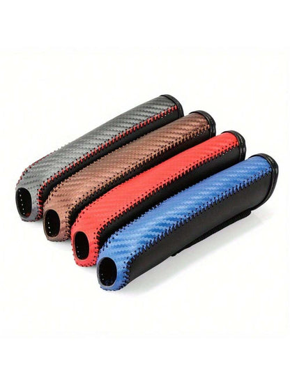 Carbon Fiber Car PU Leather Handbrake Cover Protective Sleeve Hand Brake Protection Car Interior Accessories