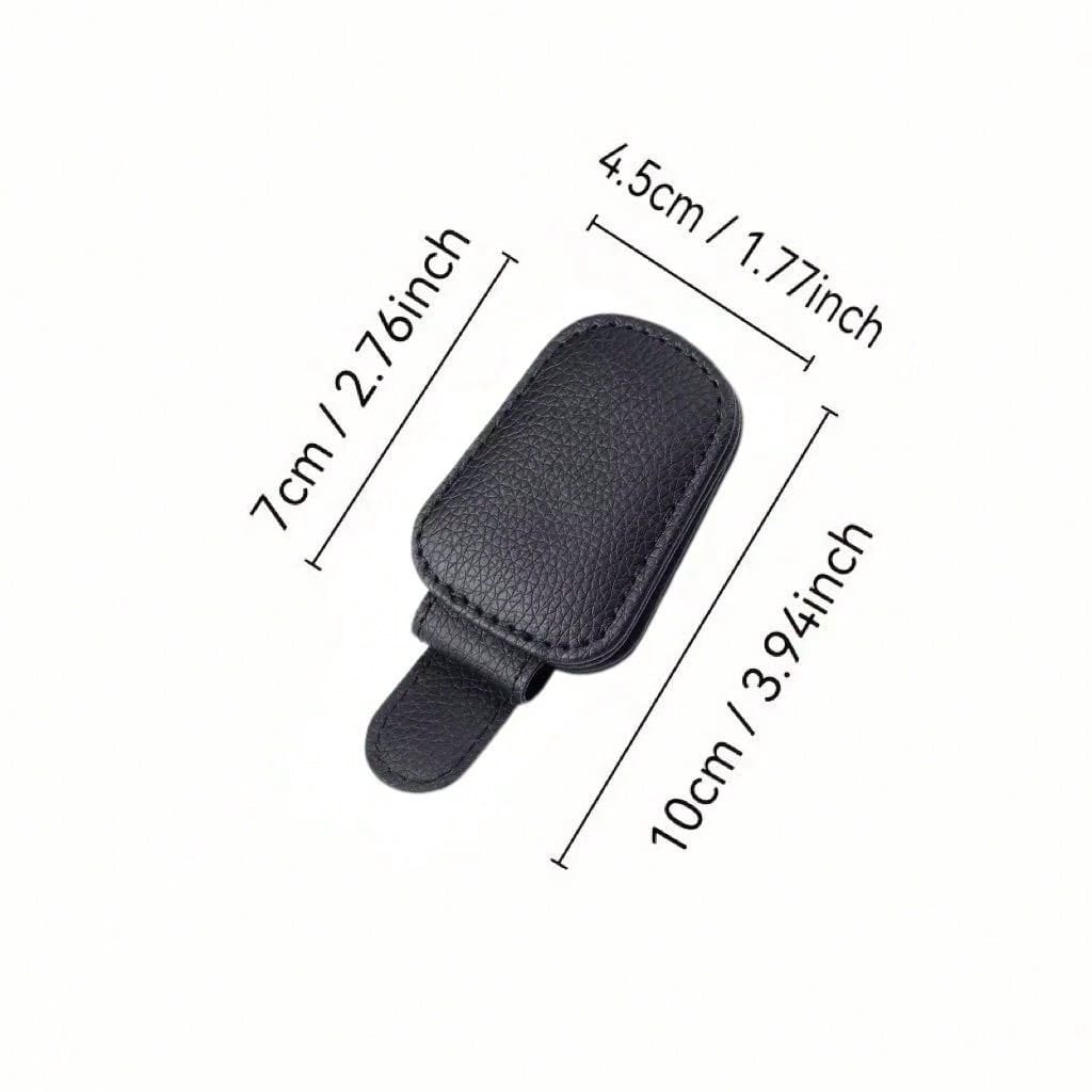 Cartoon Black Cat & Fish Leather Car Visor Glasses Holder, Car Sun Visor Fashion Glasses & Ticket Storage Clip, Interior Black Cat Fish Bone Car Visor Glasses Clip, Pink Beige White Leather Minimalist