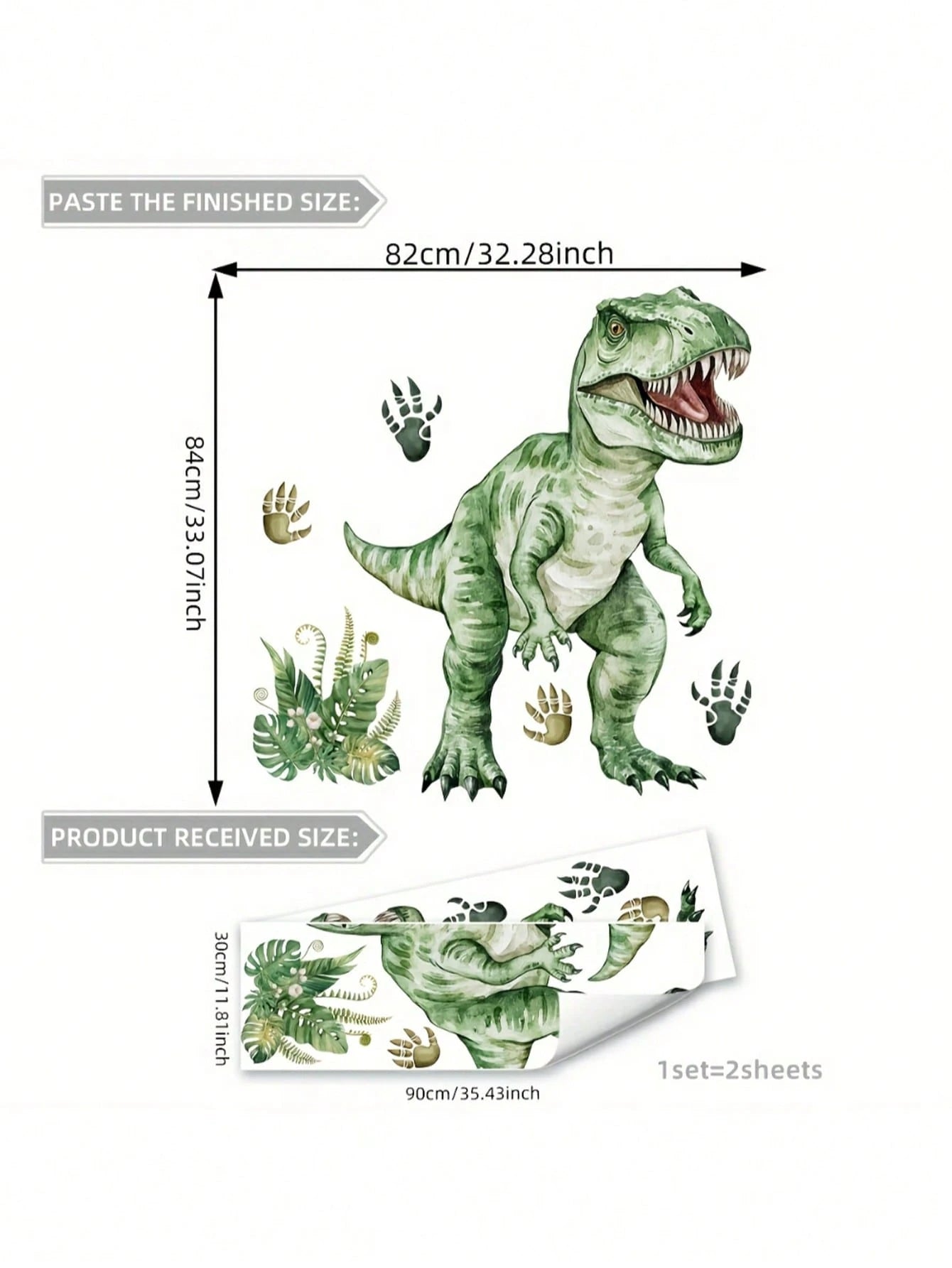 Cartoon Hand-Painted Dinosaur & Plant Wall Stickers, Nursery Bedroom Decor, Kindergarten Wall Decoration, Living Room Background Wall Home Decals