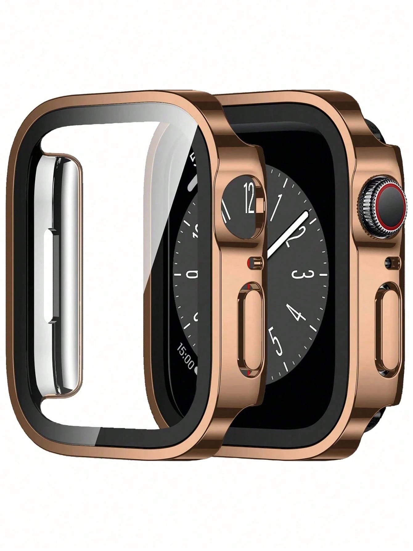 Case Black Silver Rose Gold Blue Men Women Universal 40mm 41mm 42mm 44mm 45mm 46mm 49mm Protective Case PC Hard Material With Rhinestone Right Angle Edge Frame And Screen Protector 2-In-1 Protective P