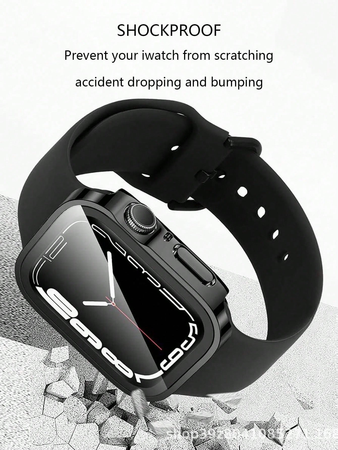 Case Black Silver Rose Gold Blue Men Women Universal 40mm 41mm 42mm 44mm 45mm 46mm 49mm Protective Case PC Hard Material With Rhinestone Right Angle Edge Frame And Screen Protector 2-In-1 Protective P