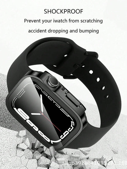 Case Black Silver Rose Gold Blue Men Women Universal 40mm 41mm 42mm 44mm 45mm 46mm 49mm Protective Case PC Hard Material With Rhinestone Right Angle Edge Frame And Screen Protector 2-In-1 Protective P