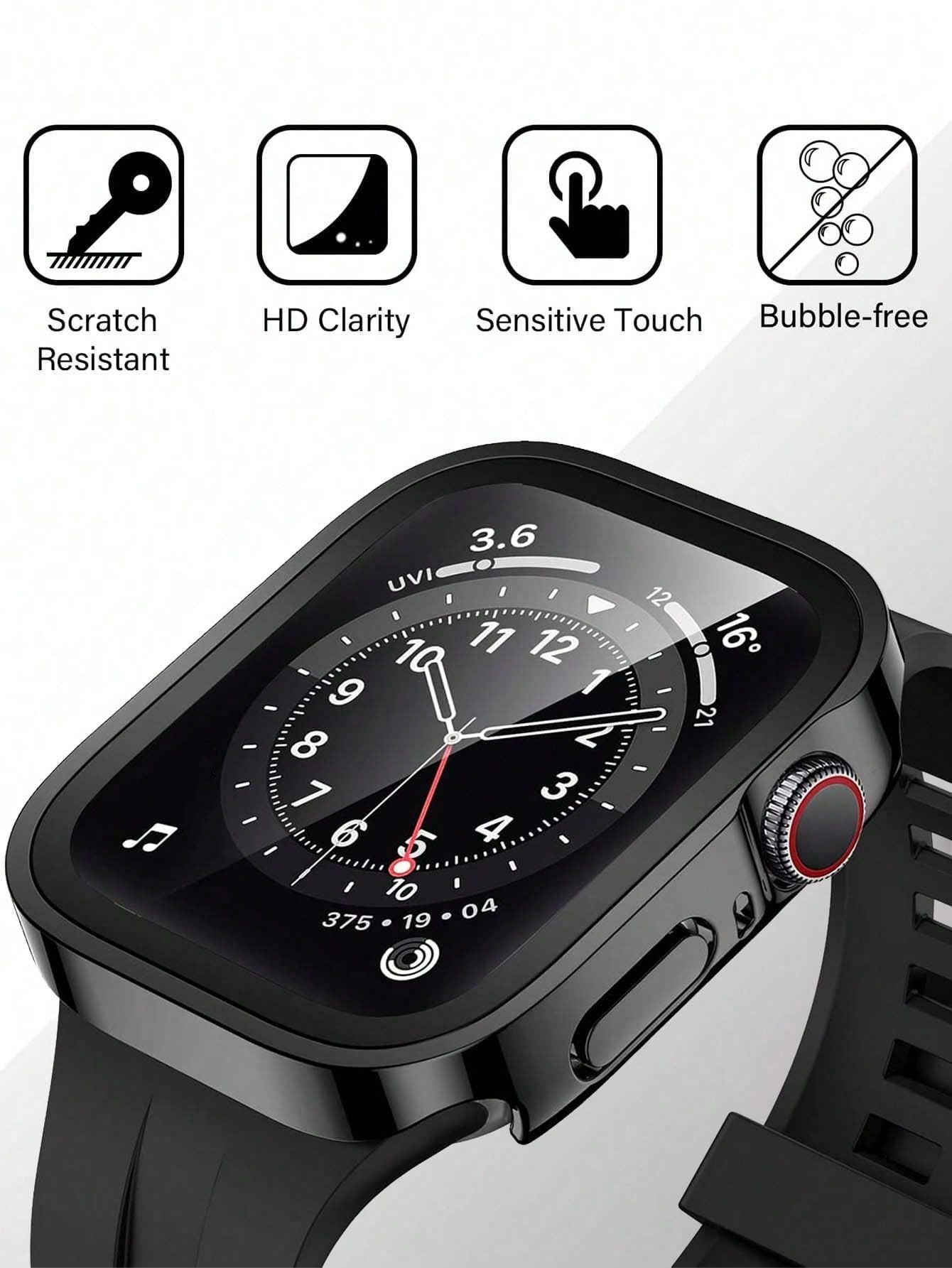 Case Black Silver Rose Gold Blue Men Women Universal 40mm 41mm 42mm 44mm 45mm 46mm 49mm Protective Case PC Hard Material With Rhinestone Right Angle Edge Frame And Screen Protector 2-In-1 Protective P