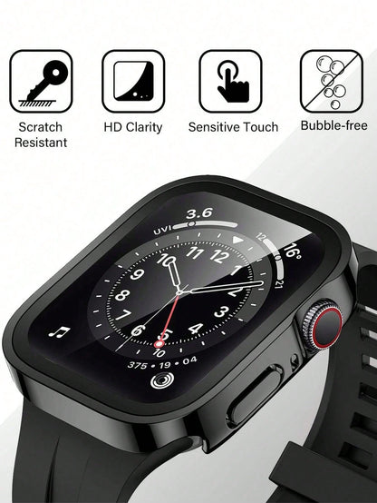 Case Black Silver Rose Gold Blue Men Women Universal 40mm 41mm 42mm 44mm 45mm 46mm 49mm Protective Case PC Hard Material With Rhinestone Right Angle Edge Frame And Screen Protector 2-In-1 Protective P