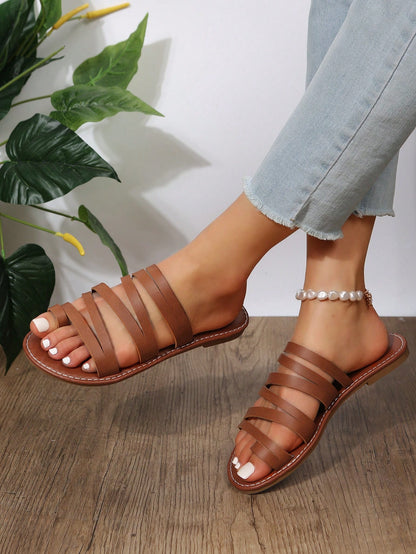 Casual Fashionable Flat Sandals, Toe Post Strap Flat Slippers, Beach Flip Flops For Women,Spring Summer Outfits
