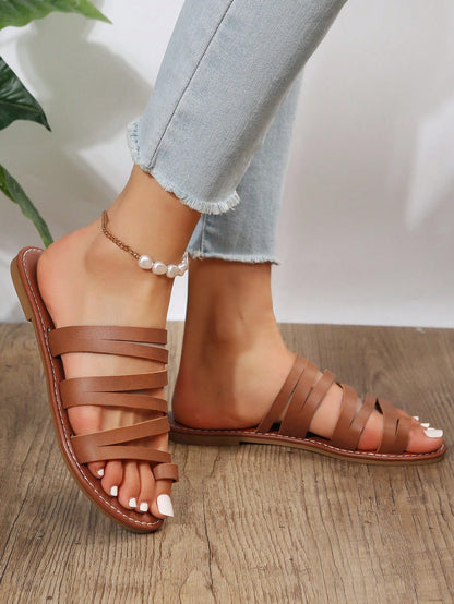 Casual Fashionable Flat Sandals, Toe Post Strap Flat Slippers, Beach Flip Flops For Women,Spring Summer Outfits