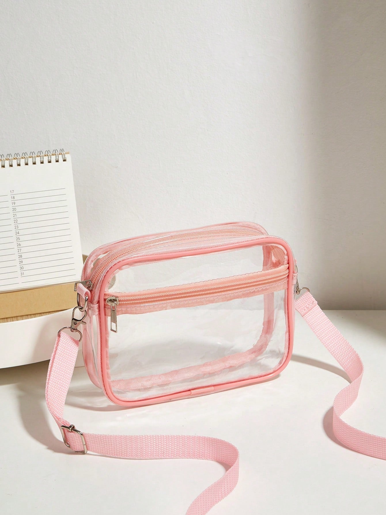Casual Transparent Crossbody Bag, Minimalist Fashion PVC Zipper Shoulder Bag With Adjustable Strap, Jelly Bag