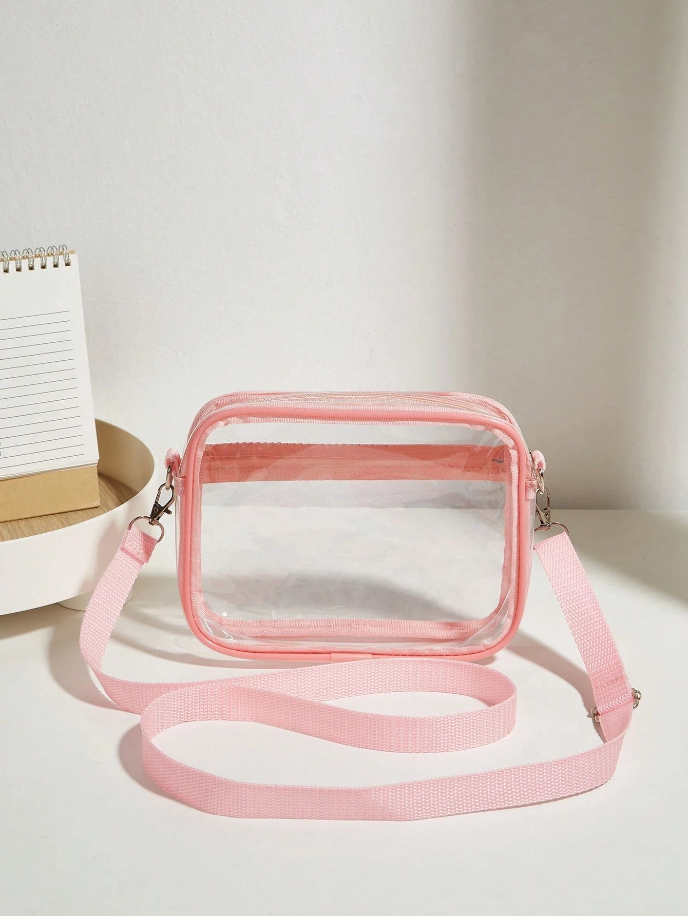 Casual Transparent Crossbody Bag, Minimalist Fashion PVC Zipper Shoulder Bag With Adjustable Strap, Jelly Bag