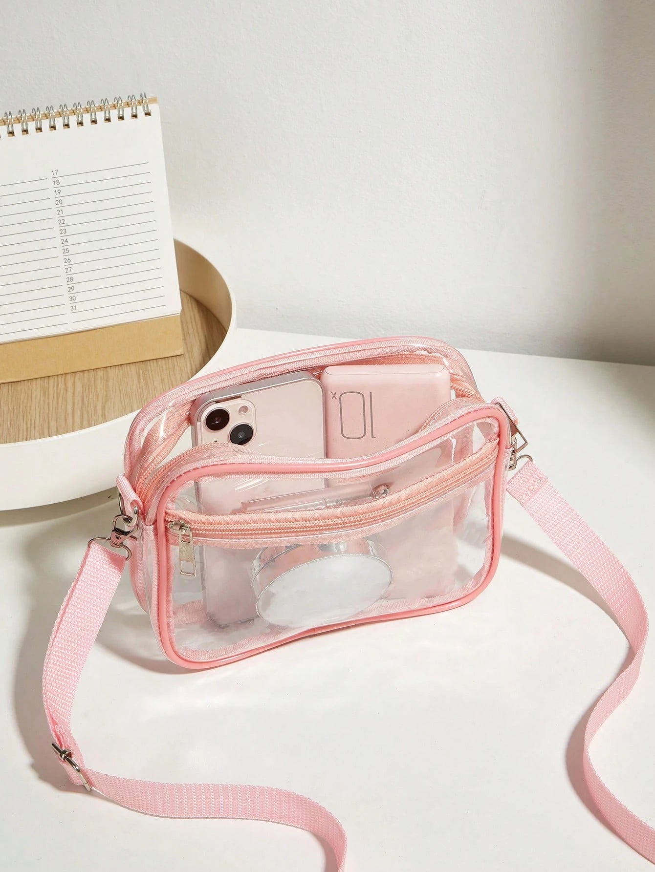 Casual Transparent Crossbody Bag, Minimalist Fashion PVC Zipper Shoulder Bag With Adjustable Strap, Jelly Bag
