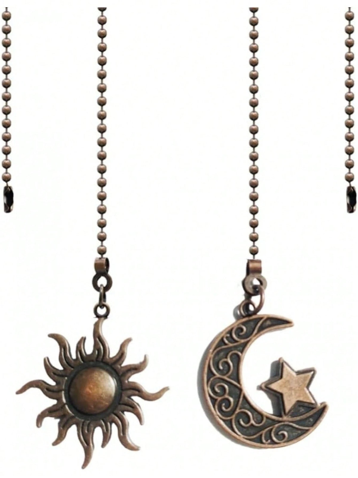 Ceiling Fan Pull Chain Set, 4pcs Moon Pattern Pull Chain Extension, Ceiling Fan Pull Chain Pendant, 12 Inch Ceiling Fan Chain Extender With Ball Fan Chain Connector