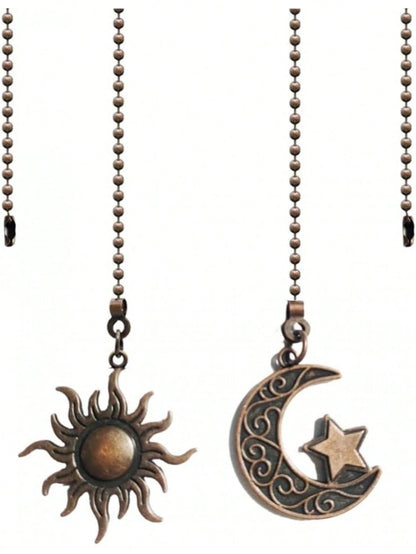 Ceiling Fan Pull Chain Set, 4pcs Moon Pattern Pull Chain Extension, Ceiling Fan Pull Chain Pendant, 12 Inch Ceiling Fan Chain Extender With Ball Fan Chain Connector