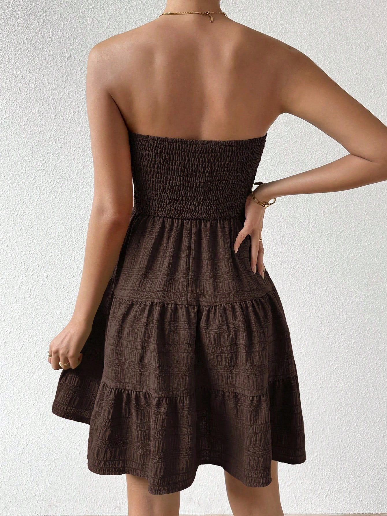 Celisse Women's Minimalist Solid Color Ruffled Hem Tube Dress, Summer
