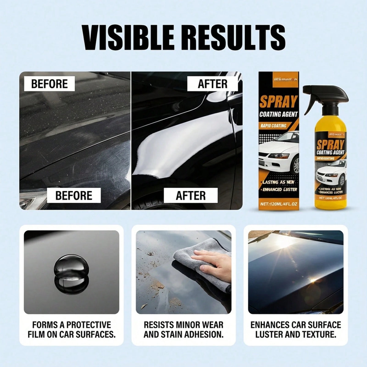 Ceramic Coating For Cars Polish,100ml Shine Car Wax Coating Spray,Easy To Spray Auto Paint Protection, Quick Detailer Spray Wax Washes Car Paint Sealant