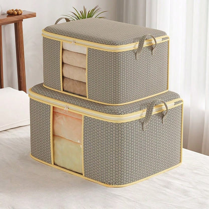 Chainmail Pattern Windowed Cotton Quilt Bag Non-Woven Fabric Quilt Storage Bag Dormitory Multi-Functional Dust-Proof Moving Clothes Organizing Bag