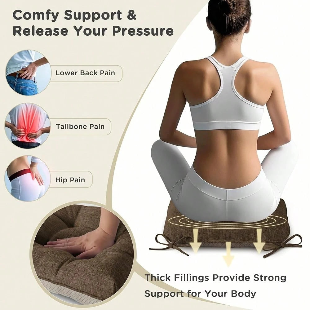 Chair Cushions For Dining Chairs Set Of 1 Kitchen Seat Cushions With Ties And Non Slip BacFKing Tufted Indoor Seat Pad For Kitchen Dining Room 18\ X 17\ X 3\ Coffee