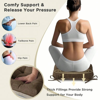 Chair Cushions For Dining Chairs Set Of 1 Kitchen Seat Cushions With Ties And Non Slip BacFKing Tufted Indoor Seat Pad For Kitchen Dining Room 18\ X 17\ X 3\ Coffee