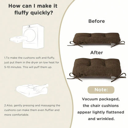 Chair Cushions For Dining Chairs Set Of 1 Kitchen Seat Cushions With Ties And Non Slip BacFKing Tufted Indoor Seat Pad For Kitchen Dining Room 18\ X 17\ X 3\ Coffee