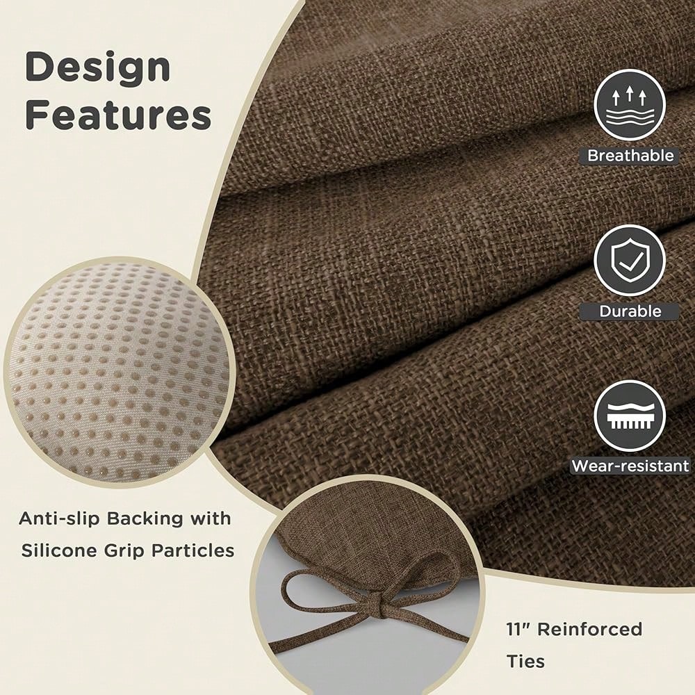 Chair Cushions For Dining Chairs Set Of 1 Kitchen Seat Cushions With Ties And Non Slip BacFKing Tufted Indoor Seat Pad For Kitchen Dining Room 18\ X 17\ X 3\ Coffee