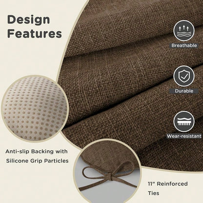 Chair Cushions For Dining Chairs Set Of 1 Kitchen Seat Cushions With Ties And Non Slip BacFKing Tufted Indoor Seat Pad For Kitchen Dining Room 18\ X 17\ X 3\ Coffee