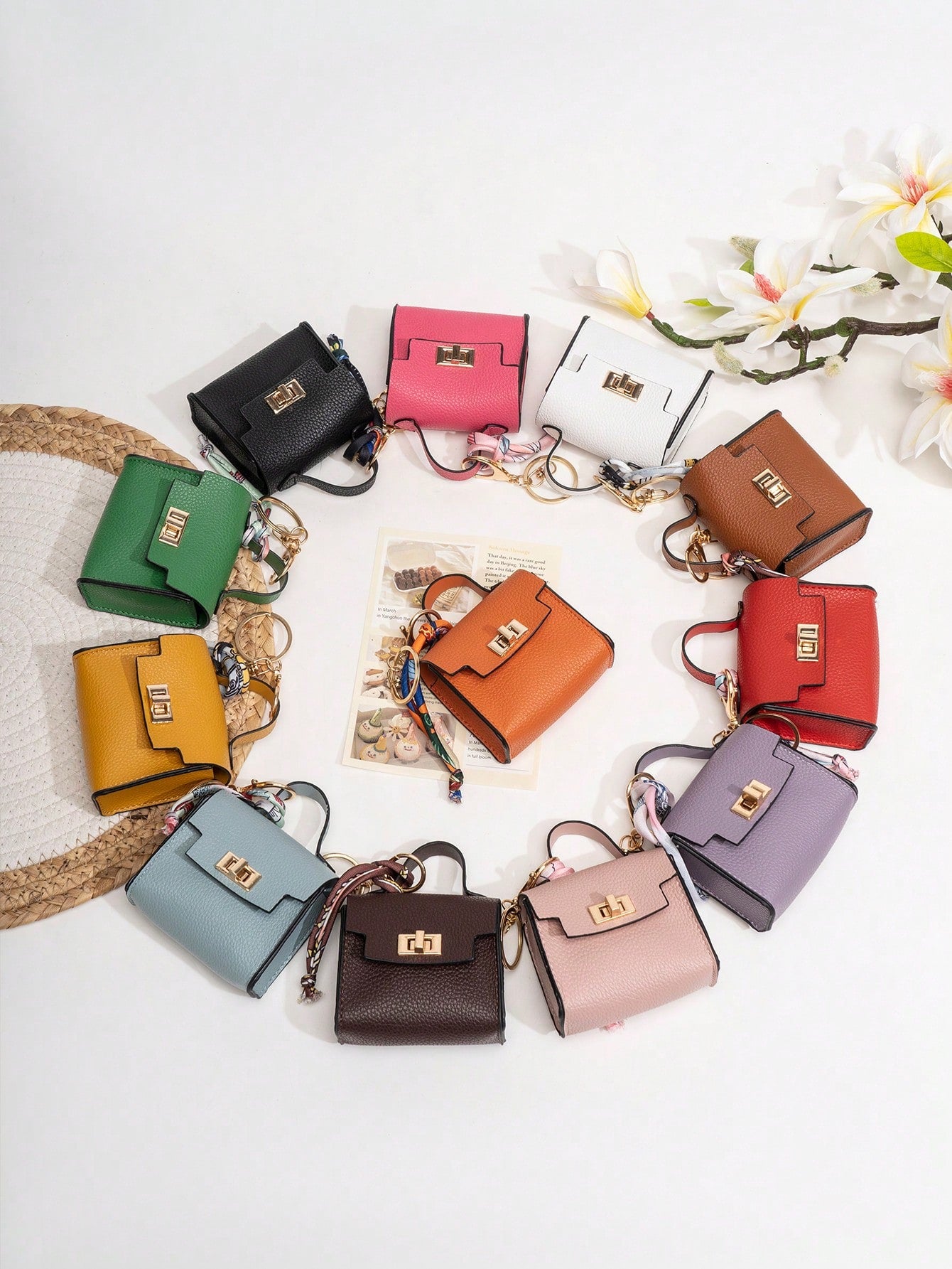 CHARM INFINITE Mini Square Leather Bag Charm Luxury Cute Bag Pendant Fashion Decorative Accessory Creative Keychain Gift For Women Lipstick Bag Earphone Bag Wallet Mini Wallet Coin Purse Wallet Purse