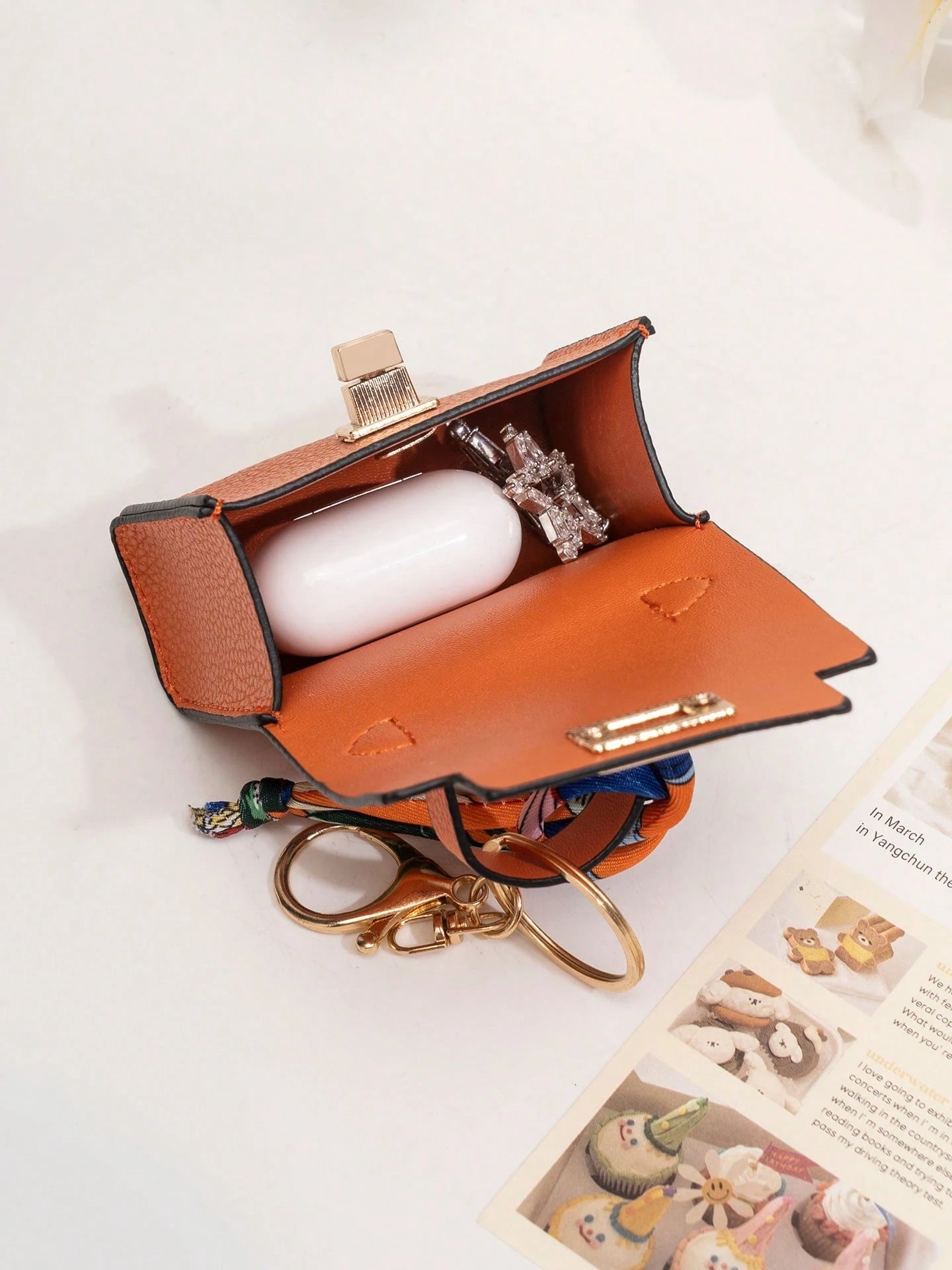 CHARM INFINITE Mini Square Leather Bag Charm Luxury Cute Bag Pendant Fashion Decorative Accessory Creative Keychain Gift For Women Lipstick Bag Earphone Bag Wallet Mini Wallet Coin Purse Wallet Purse