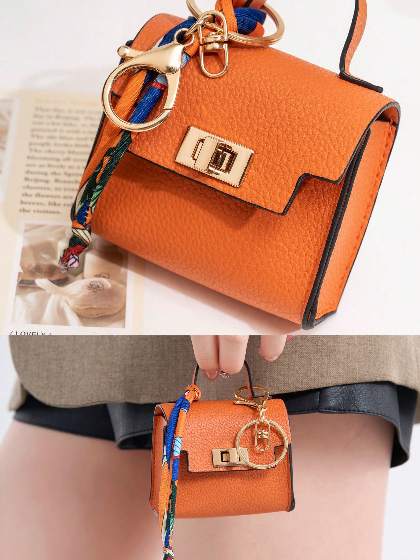 CHARM INFINITE Mini Square Leather Bag Charm Luxury Cute Bag Pendant Fashion Decorative Accessory Creative Keychain Gift For Women Lipstick Bag Earphone Bag Wallet Mini Wallet Coin Purse Wallet Purse