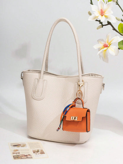CHARM INFINITE Mini Square Leather Bag Charm Luxury Cute Bag Pendant Fashion Decorative Accessory Creative Keychain Gift For Women Lipstick Bag Earphone Bag Wallet Mini Wallet Coin Purse Wallet Purse