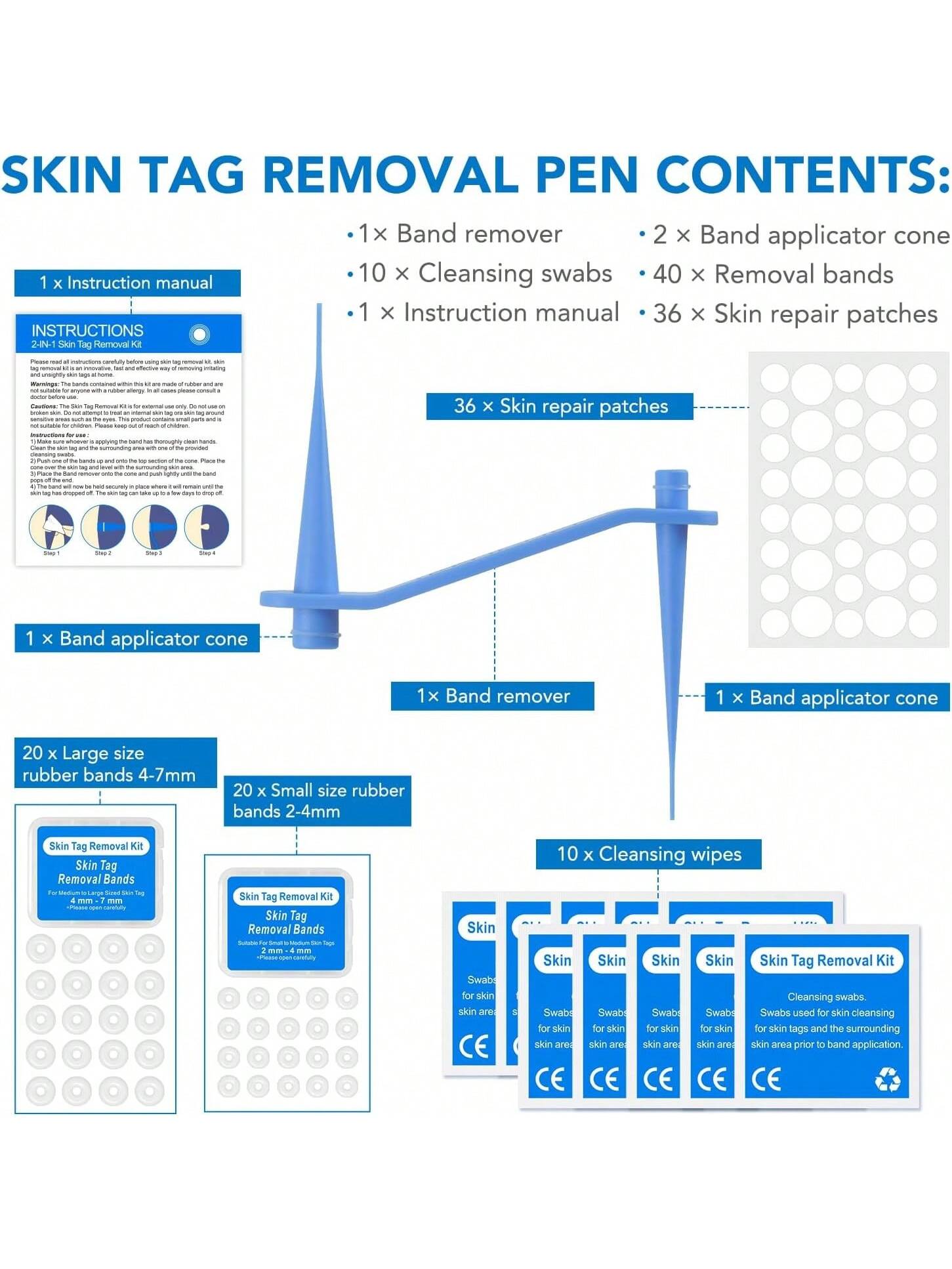 CHARMEEZ Skin Tag Removal Kit, 2-In-1 Effectively And Painless Skin Mole Tag Remover Set, Fast-Acting & Easy For Small To Large Sized Skin Tags Fall Off Device For All Body Parts (2mm-7mm)