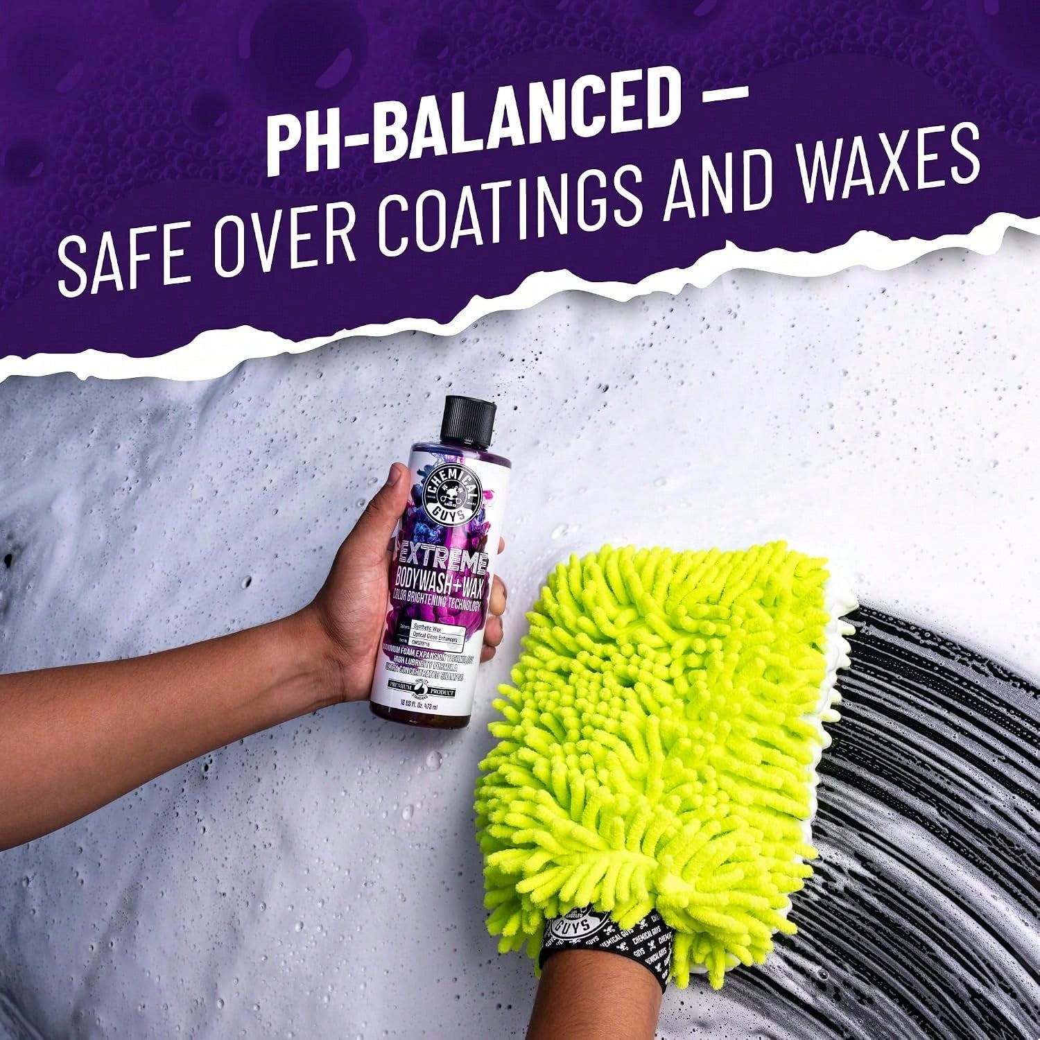 Chemical Guys Extreme Bodywash &Amp; Wax Foaming Car Wash Soap- Soap For Foam Cannons, Foam Guns, Or Bucket Washes For Cars, Trucks, Motorcycles, RVs, And More, Grape Scent- 16 Oz
