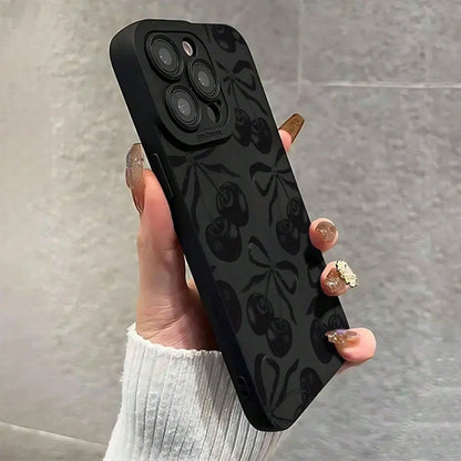 Cherry Pattern Phone Case, Decorative Phone Protector Cover, Phone Accessories Compatible With IPhone 16 15 14 13 12 11 Plus/Pro/Pro Max, Unique Phone Cases