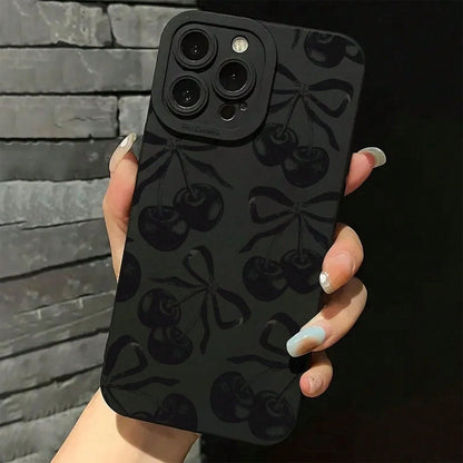 Cherry Pattern Phone Case, Decorative Phone Protector Cover, Phone Accessories Compatible With IPhone 16 15 14 13 12 11 Plus/Pro/Pro Max, Unique Phone Cases