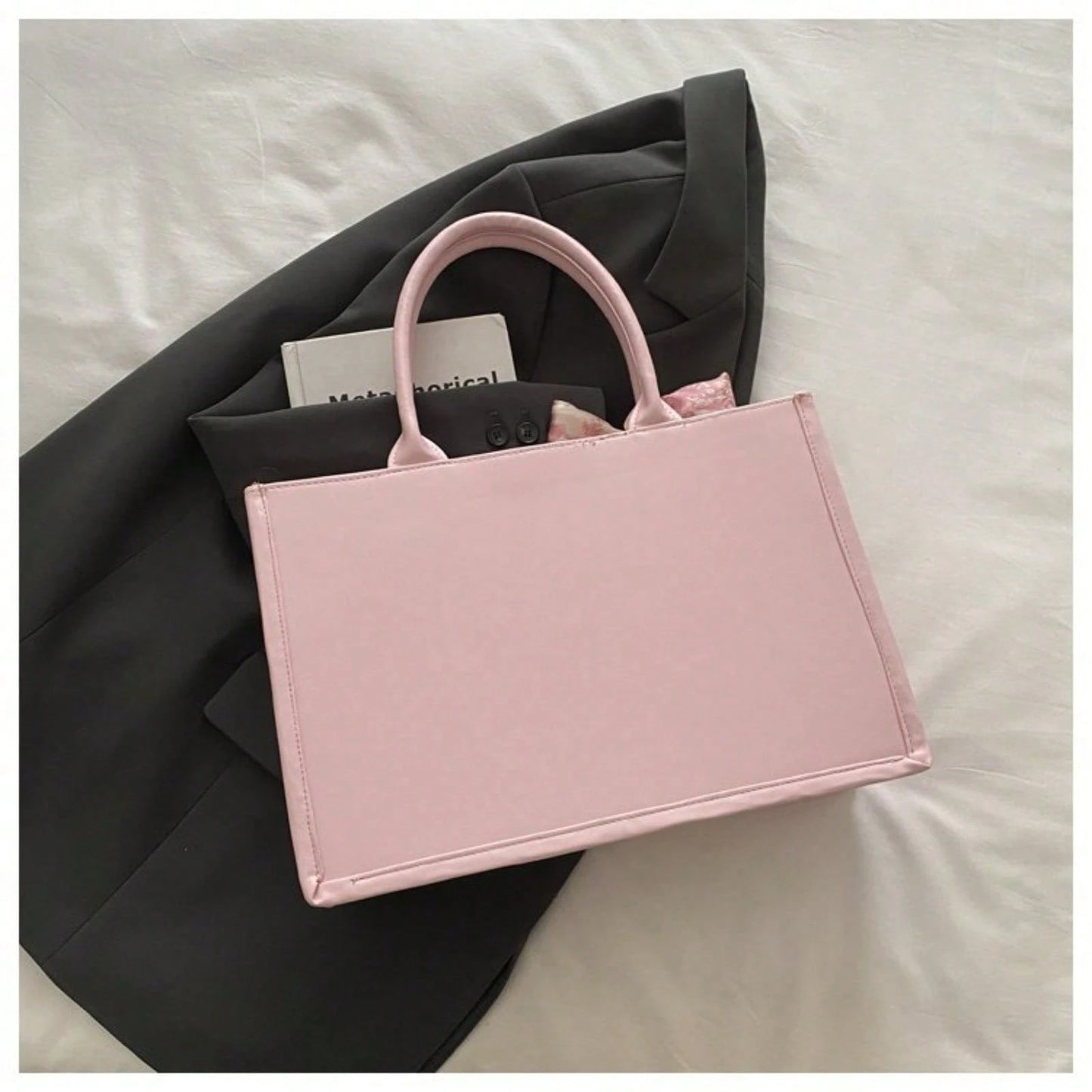 Chic Embroidered Large Capacity Tote Bag, Elegant Work Commute Shoulder Handbag, Casual Underarm Bag