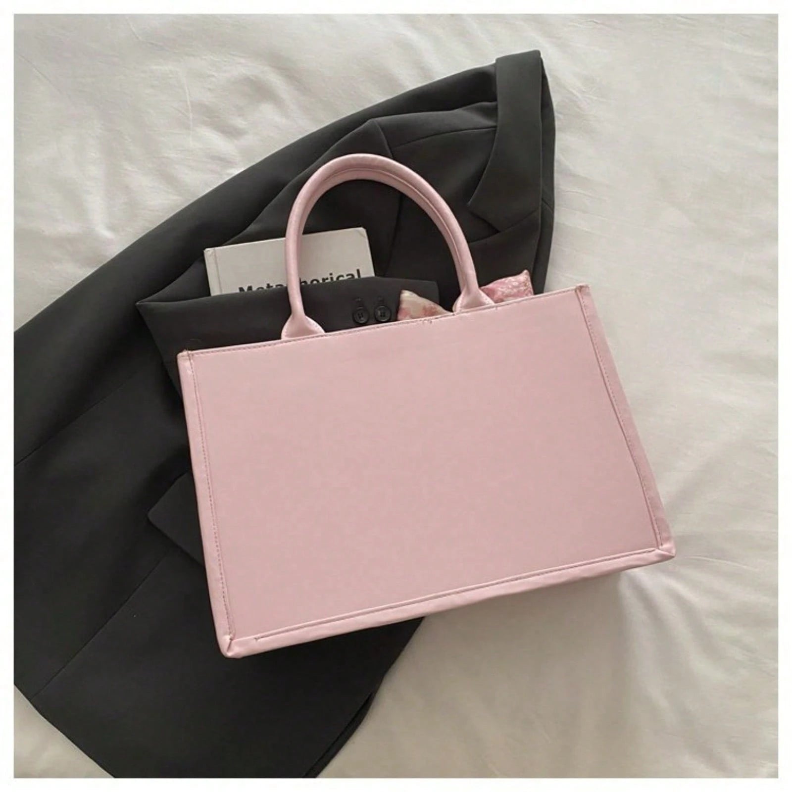 Chic Embroidered Large Capacity Tote Bag, Elegant Work Commute Shoulder Handbag, Casual Underarm Bag