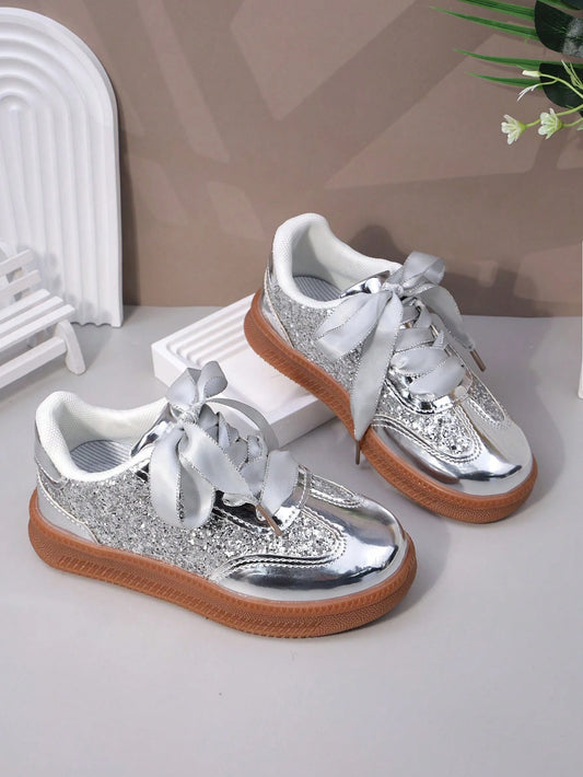 Children's Sports Shoes, Infant & Toddler Sports Shoes, Spring/Autumn New Style, Big Kids White Sneakers, Hook And Loop, Solid Color, Girls' Skate Shoes, Thick Sole, Breathable, Boys' Running Shoes, C