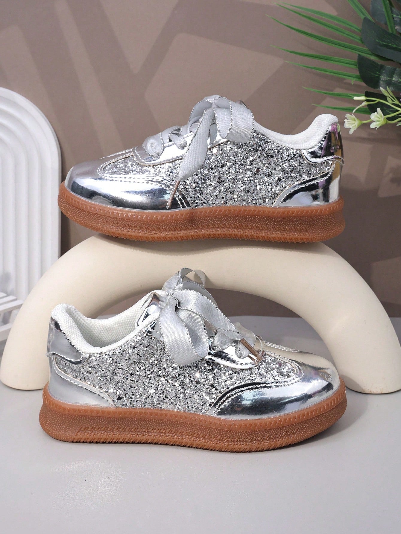 Children's Sports Shoes, Infant & Toddler Sports Shoes, Spring/Autumn New Style, Big Kids White Sneakers, Hook And Loop, Solid Color, Girls' Skate Shoes, Thick Sole, Breathable, Boys' Running Shoes, C