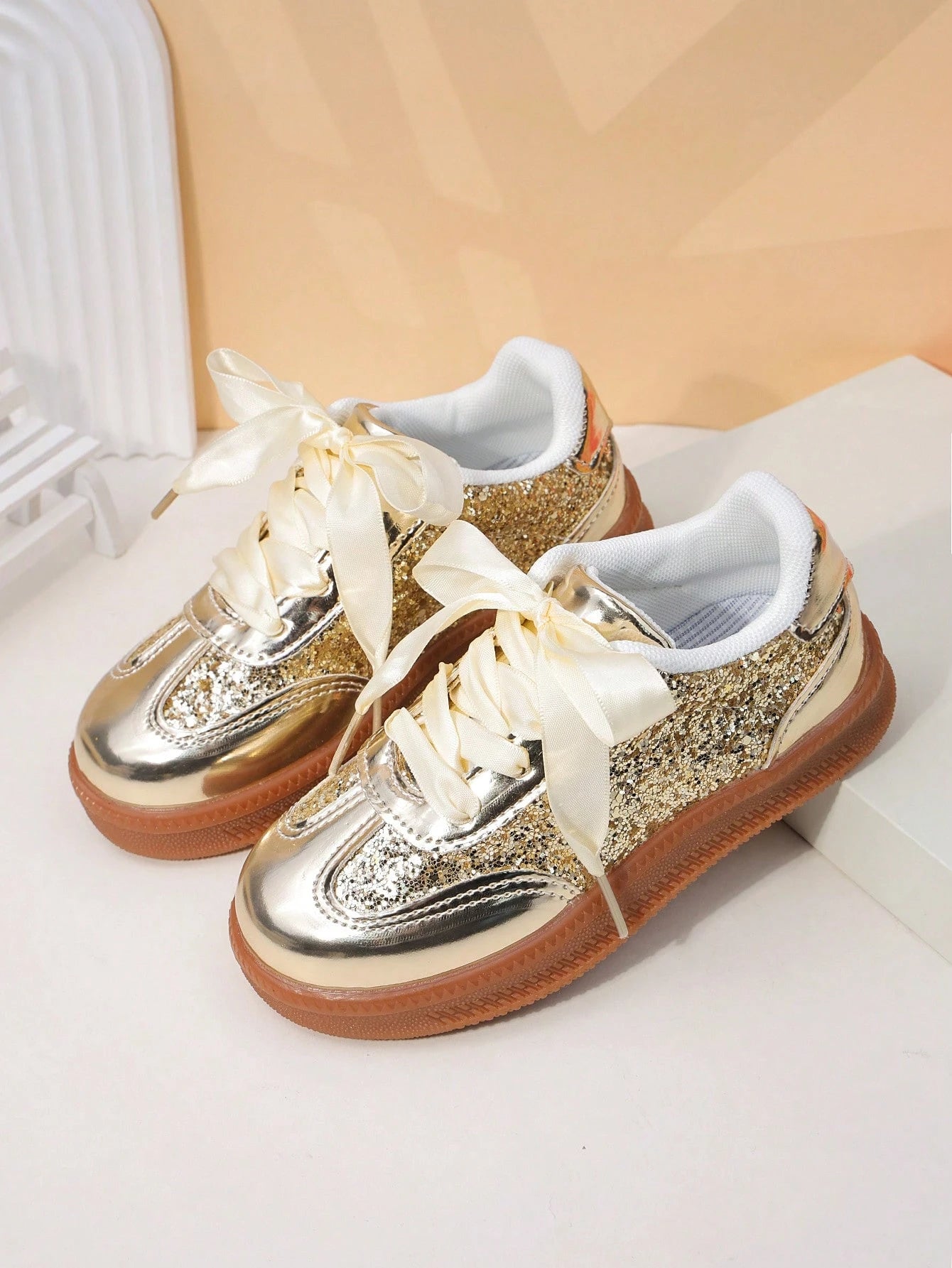 Children's Sports Shoes, Infant & Toddler Sports Shoes, Spring/Autumn New Style, Big Kids White Sneakers, Hook And Loop, Solid Color, Girls' Skate Shoes, Thick Sole, Breathable, Boys' Running Shoes, C