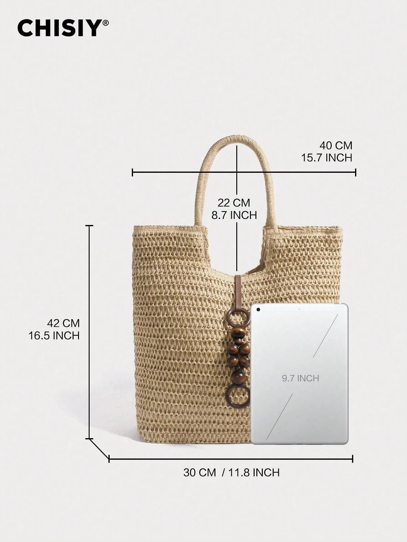 CHISIY Original Handmade Straw Woven Bag Handbag Woven Bag Shoulder Bag Bucket Bag Tote Bag Weekend Bag Beach Bag With Bead Decoration Retro Casual