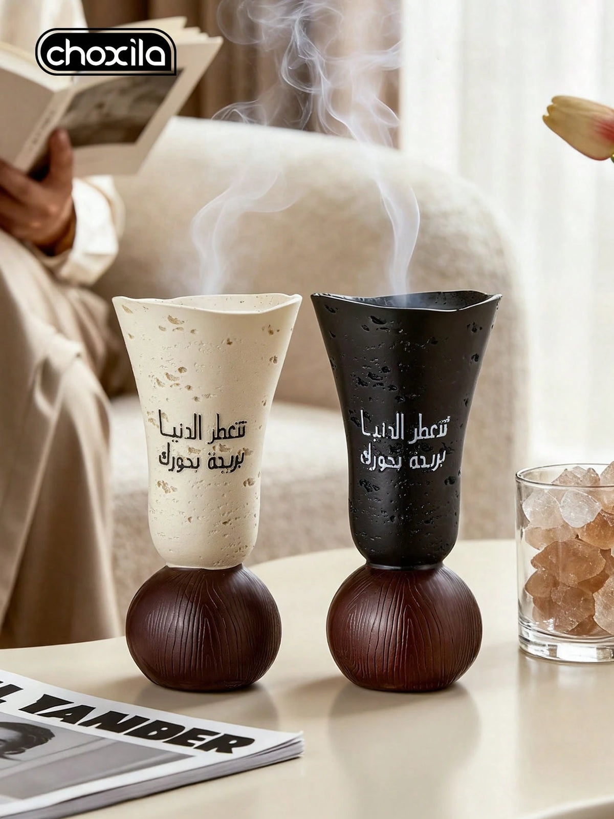choxila 1pc Resin Incense Burner,,A Sophisticated Home Decor Fragrance Diffuser, Elegant Arabic Calligraphy Design, Home Decoration Ornament, Festival Decorative Piece. Perfect For Afternoon Tea Sess