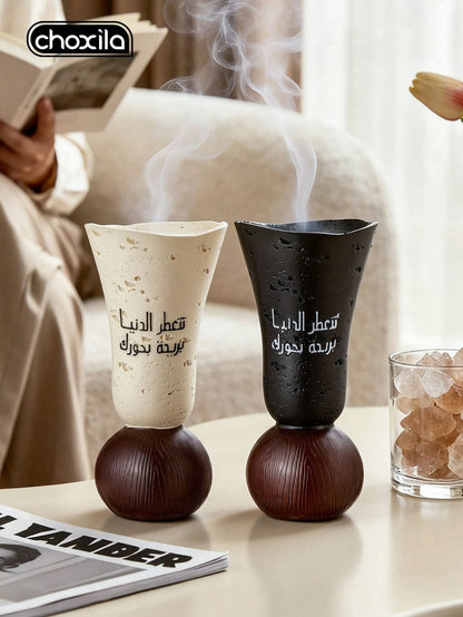 choxila 1pc Resin Incense Burner,,A Sophisticated Home Decor Fragrance Diffuser, Elegant Arabic Calligraphy Design, Home Decoration Ornament, Festival Decorative Piece. Perfect For Afternoon Tea Sess