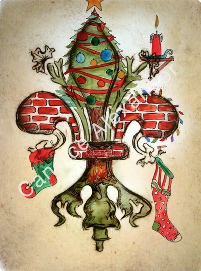 Christmas Fleur de Lis design by Candice Alexander, Fleur de Lis Artist Fleur De Lis art by Candice Alexander, Louisiana Artist